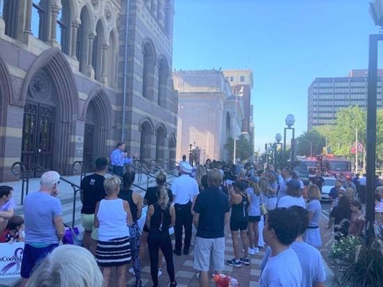 Blumenthal joined demandZERO in New Haven to raise awareness of fentanyl dangers and call for federal resources to combat the opioid crisis. 